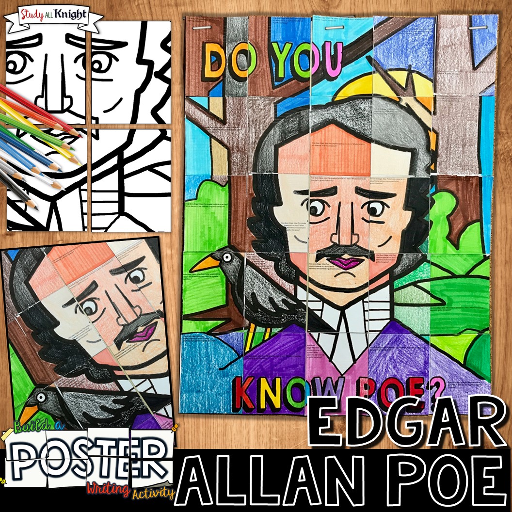 American Author Writer Classroom NEW School Educational POSTER Edgar Allan Poe 