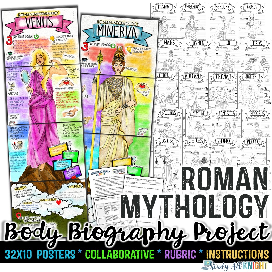 Fabulous Fun with Greek Mythology and Literature! Find out how to get students interested in Greek Mythology gods and goddesses character analysis exercise by using the body biography project. This is an engaging and memorable student-collaboration Greek Mythology activity. You can use this for The Odyssey, The Lightning Thief, Hercules, ancient history, Greek theater, Greek civilization, or for a fun mythology unit. #RomanMythology #MiddleSchool #Englishteacher