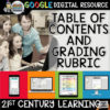 Digital Notebook Google Classroom Table of Contents Grading Rubrics ...