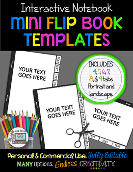 Mini Flip Book Templates for Interactive Notebooks Personal and Commercial  Use - Study All Knight