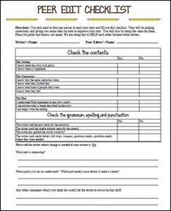 Peer Edit Checklist for Middle School and High School - Study All Knight