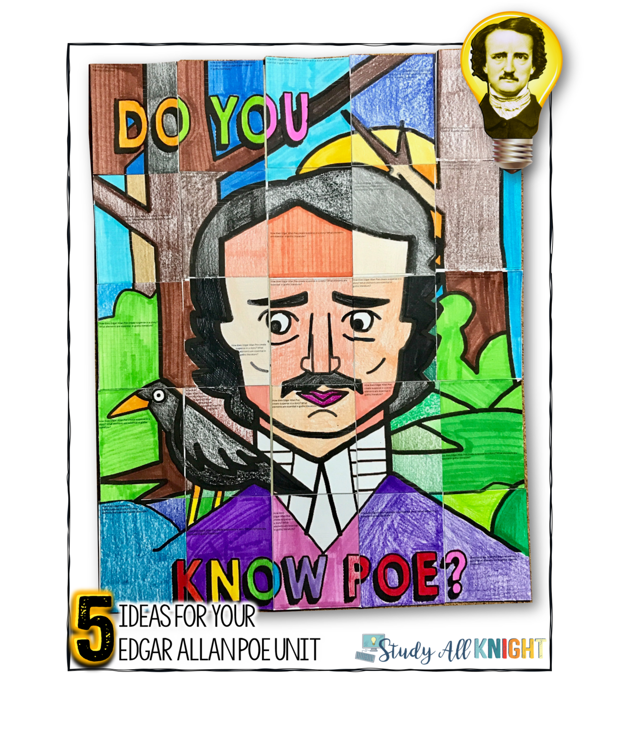 Ideas for teaching an Edgar Allan Poe Unit in middle school ELA and high school English. This blog post has 5 hands on, collaborative, engaging, and effective classroom activities that reluctant readers will find appealing. These ideas for teaching Edgar Allan Poe can be used any time of the year! #edgarallanpoe #middleschoolela #iteach678 #highschoolenglish