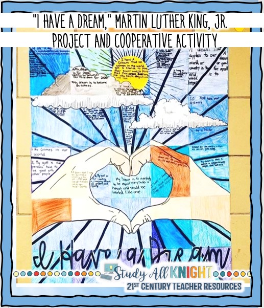 This Martin Luther King, Jr., "I Have a Dream," collaborative poster combines writing, reflection, coloring, creativity, and group work! All inspired by promoting American hero and civil rights leader, Martin Luther King, Jr. and his iconic speech, "I Have a Dream." Grades 3-12 | English Language Arts | Upper Elementary | Social Studies | Middle School ELA | #iteachela #ihaveadream #martinlutherking