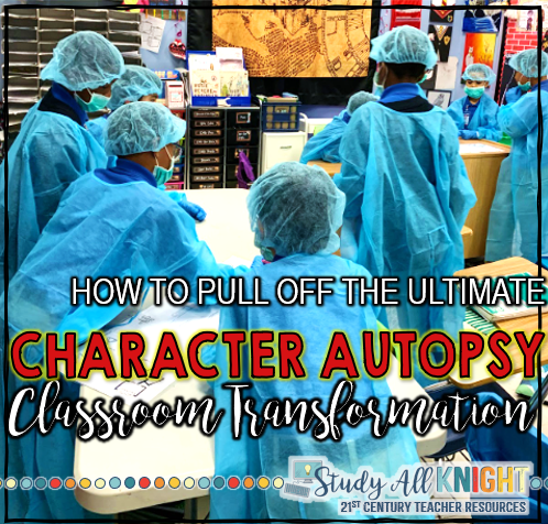 How Teachers Can Pull off the Ultimate Character Autopsy Classroom Transformation For Any Text. This isn't your every day character traits activity. Your students will love the hospital inspired classroom transformation! Students use the body biography characterization strategy to perform a character autopsy. Read the step by step, from classroom set up, groups, assessment, finding the fun materials to create this memorable activity any time of the year for any text. Finding textual evidence and text based responses have never been this much fun. Grades 4, 5, 6, 7, 8, 9 | English Language Arts | Middle School Teacher | Upper Elementary | Body Biography, Characterization, Game, Engaging, Collaboration