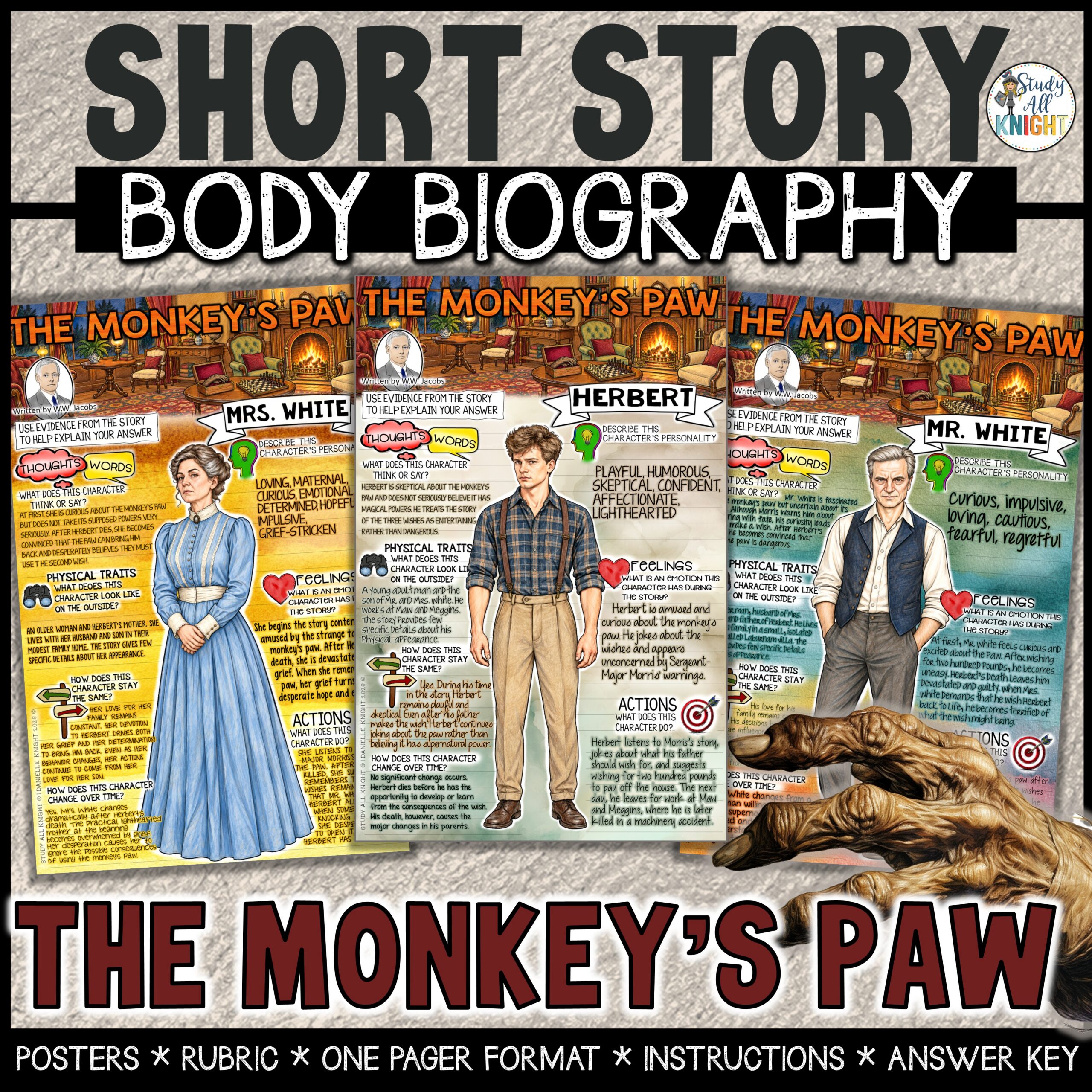 The Monkey's Paw, Character Analysis Body Biography Project, Characters